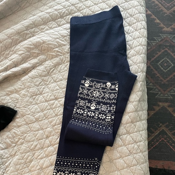 PREMIUM LEGGING - SWEATER KNIT FAIR ISLE SKULL NAVY - Picture 5 of 5